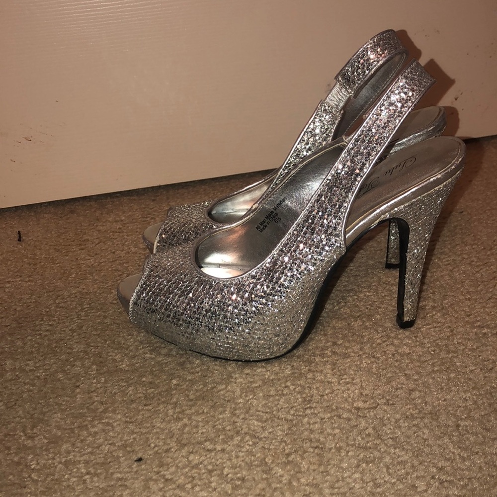 Silver sparkly heels